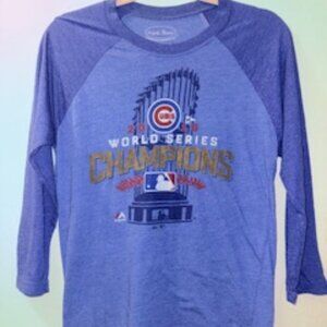 Vintage Style Cubs 2016 World Series Champs 3/4 Sleeve Shirt - Majestic Threads